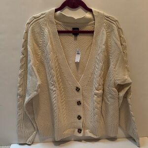 GAP Cream Cable Knit Cardigan